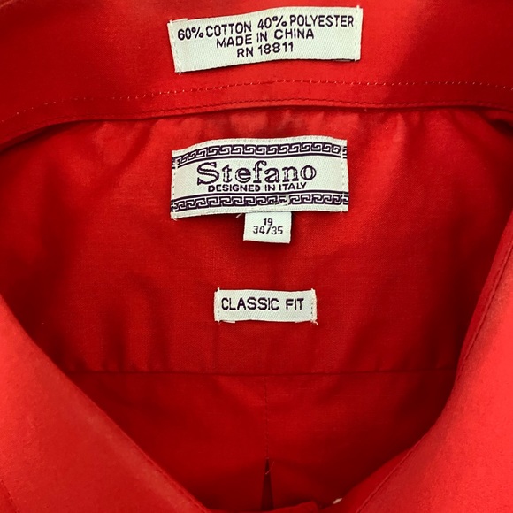 stefano Other - Big & Tall Classic Fit, Business & Dress Shirt, Red, Size 19, Sleeve Size 34/35